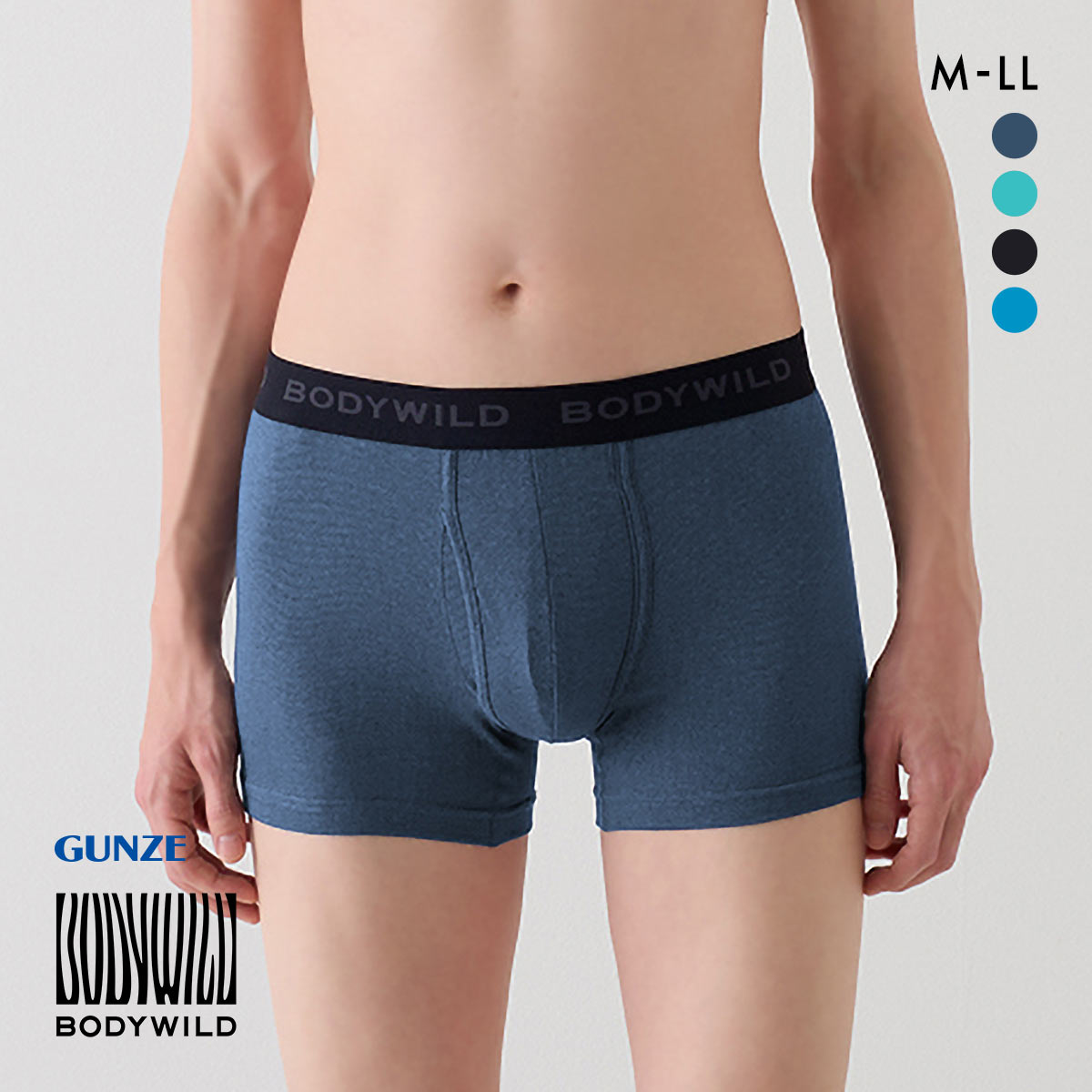 グンゼ GUNZE ボディワイルド BODY WILD ボクサーパンツ メンズ 前あき 綿混素材(NV-ネイビー-M)