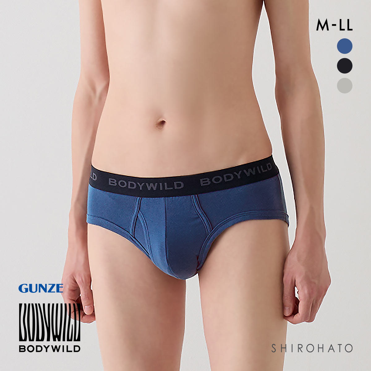 グンゼ GUNZE ボディワイルド BODY WILD 綿混 無地 ブリーフ メンズ 前あき(BU-ブルー-M)