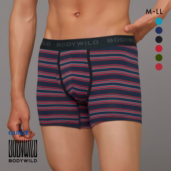 グンゼ GUNZE ボディワイルド BODY WILD ボクサーパンツ メンズ 綿混 ボーダー 前あき