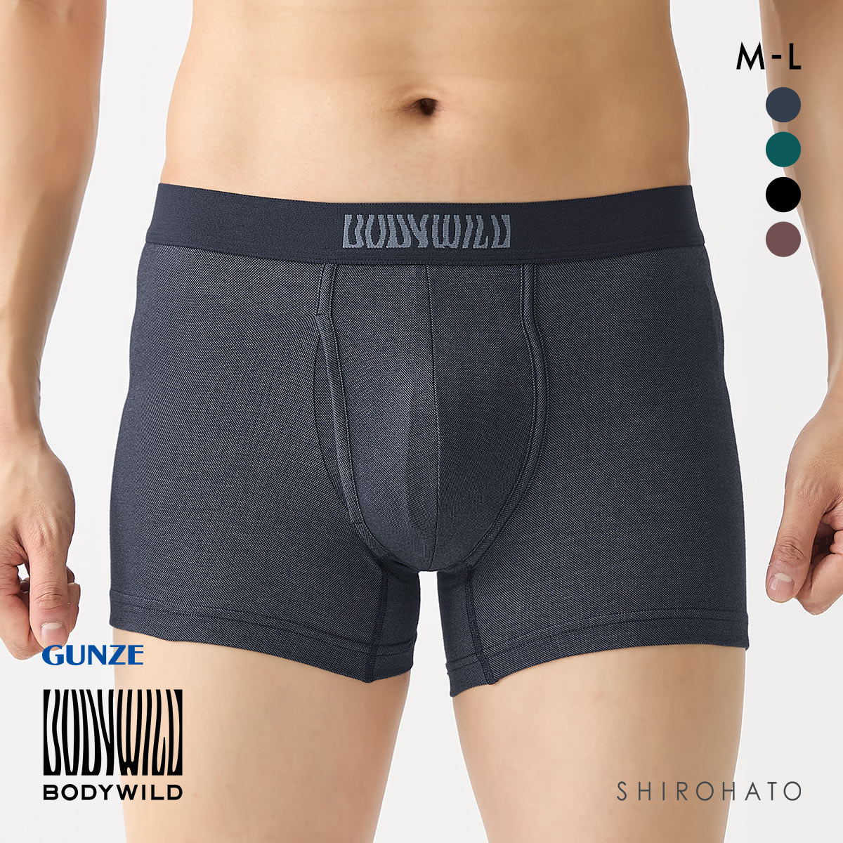 グンゼ ボディワイルド ビームス ボクサーパンツ メンズ GUNZE BODY WILD by BEAMS DESIGN BORDER(NV-ネイビー-M)
