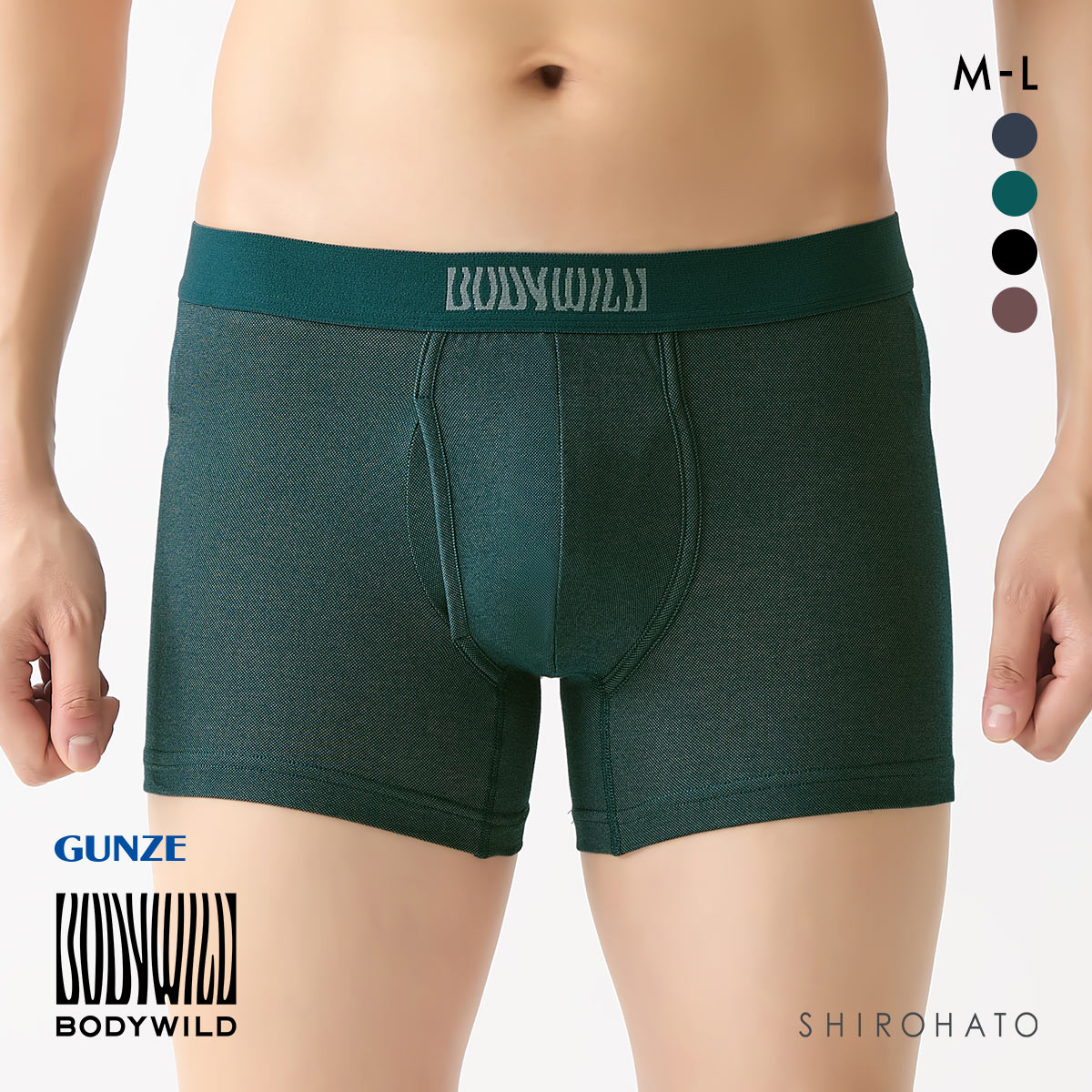 グンゼ ボディワイルド ビームス ボクサーパンツ メンズ GUNZE BODY WILD by BEAMS DESIGN BORDER(DGR-濃グリーン-M)