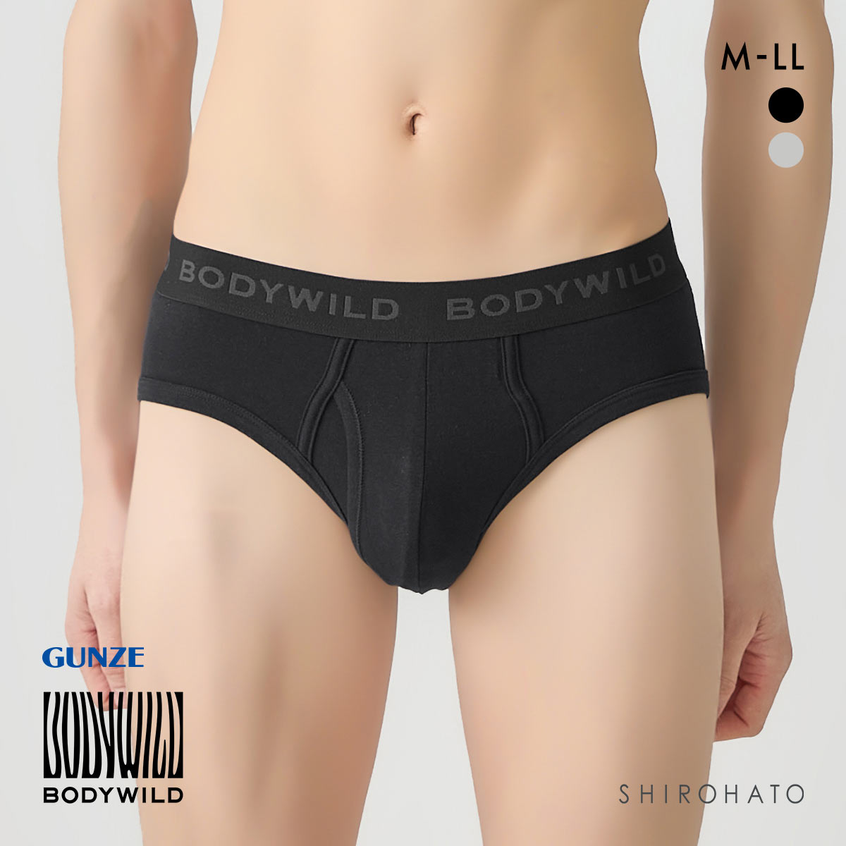 ボディワイルド ブリーフ 綿混 前あき メンズ BODYWILD(BK-ブラック-M)