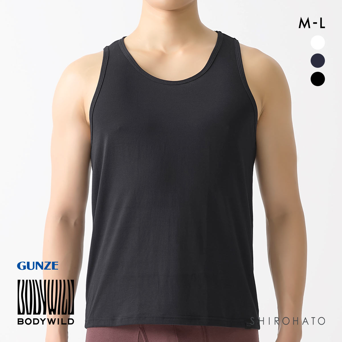 グンゼ ビームス アセドロンタンクトップ メンズ GUNZE BODY WILD by BEAMS DESIGN BORDER(BK-ブラック-M)