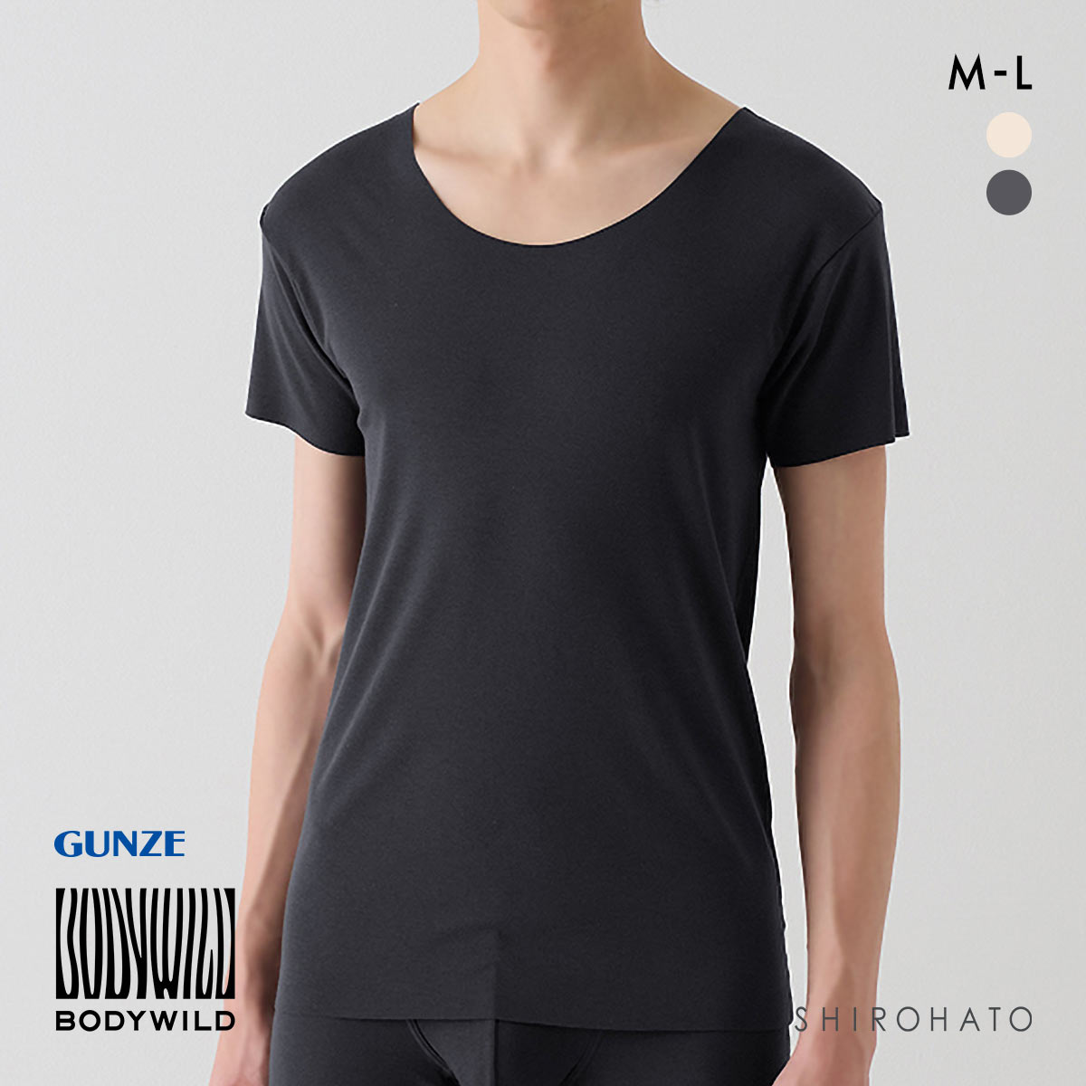 グンゼ GUNZE ボディワイルド BODY WILD クルーネックTシャツ メンズ 日本製(CGY-チャコールグレー-M)