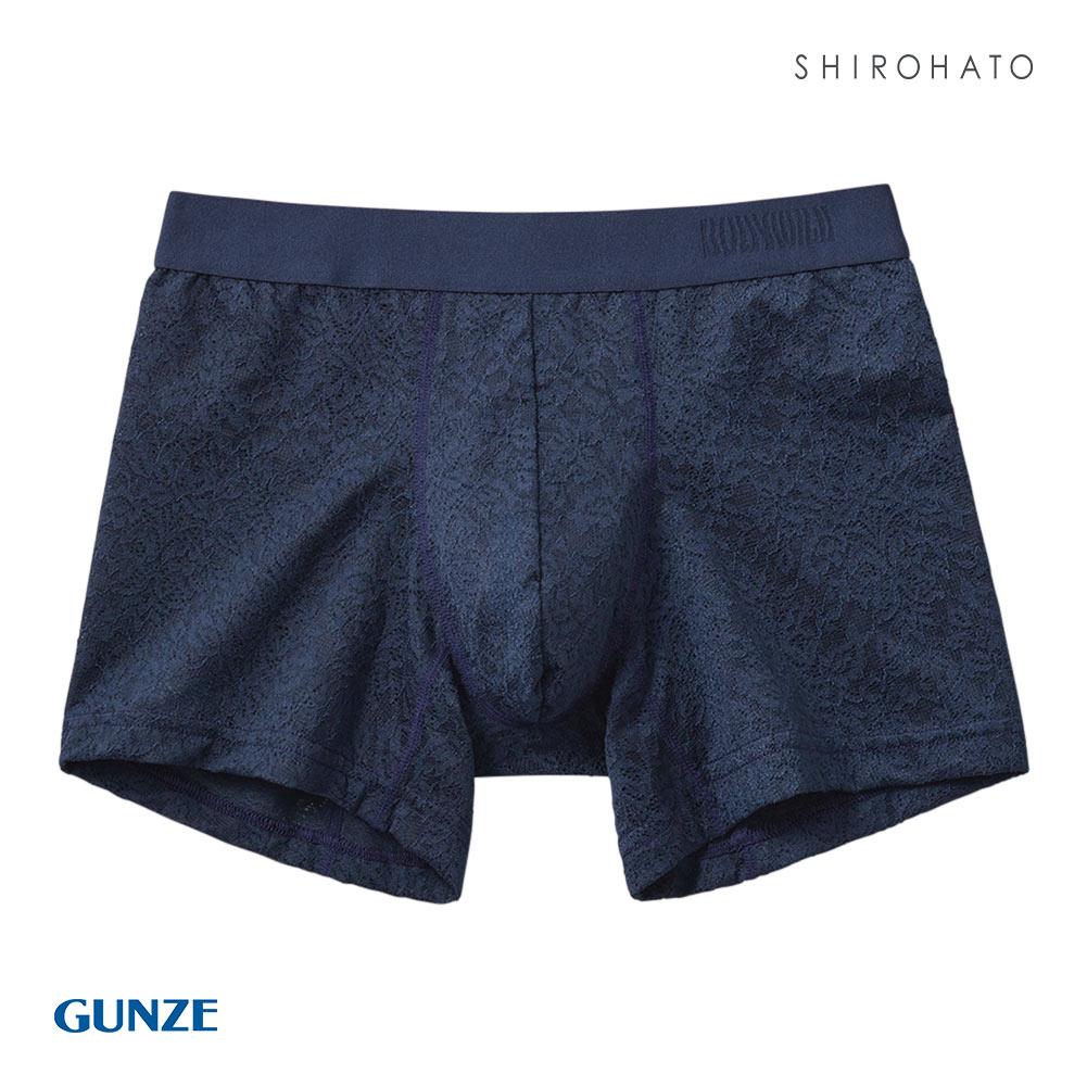 グンゼ GUNZE ボディワイルド BODY WILD ボクサーパンツ 日本製 メンズ 前閉じ 総レース(NV-ネイビー-M)