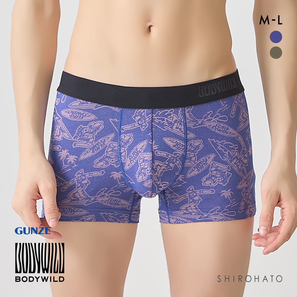 ボディワイルド ボクサーパンツ 前閉じ ジャガード メンズ BODYWILD(BU-ブルー-M)