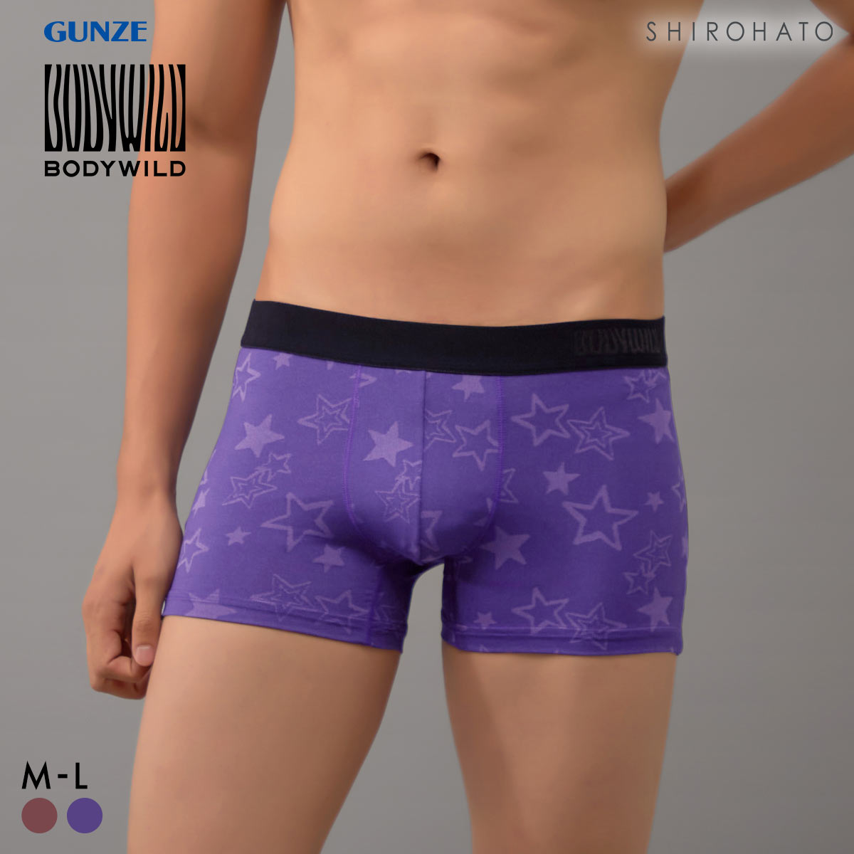 グンゼ BODY WILD スター柄 ジャカード ボクサーパンツ メンズ GUNZE ボディワイルド(ID-インディゴ-M)