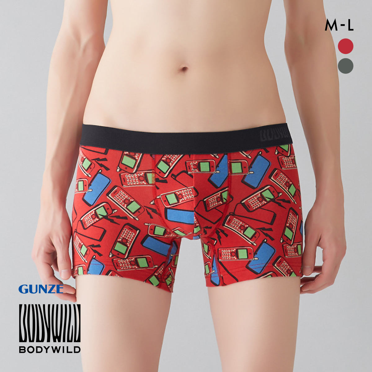 グンゼ GUNZE ボディワイルド BODY WILD ボクサーパンツ メンズ 前とじ 綿混素材 総柄