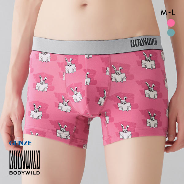 グンゼ GUNZE ボディワイルド BODY WILD ボクサーパンツ メンズ 前とじ 綿混素材 ウサギ総柄