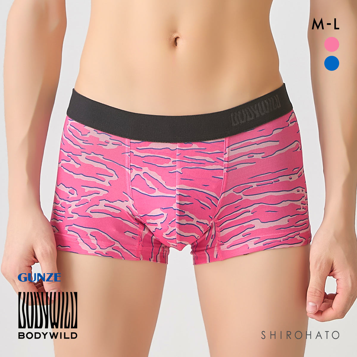 ボディワイルド ボクサーパンツ ローライズボクサー メンズ 前閉じ 吸汗速乾 BODYWILD(PI-ピンク-M)