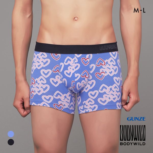 グンゼ BODY WILD ハート柄 ボクサーパンツ 前閉じ メンズ 綿混 GUNZE ボディワイルド