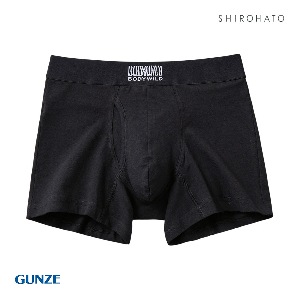 グンゼ GUNZE ボディワイルド BODY WILD ボクサーパンツ メンズ オーガニックコットン混 前あき M L LL(BK-ブラック-M)