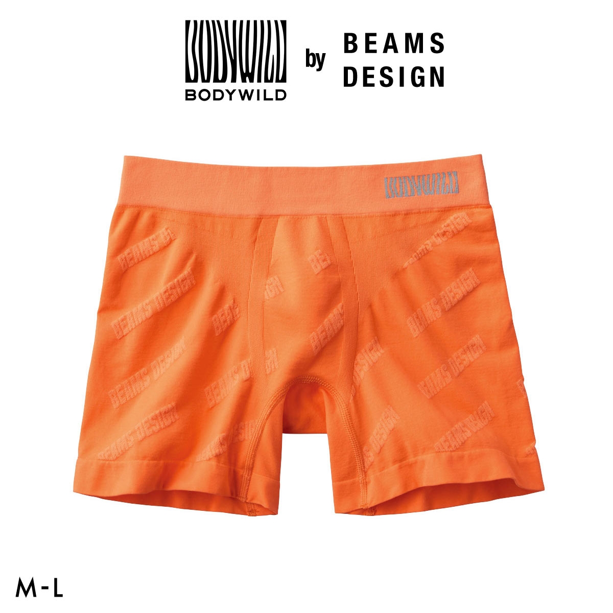 グンゼ BODY WILD by BEAMS DESIGN セミロング ボクサーパンツ メンズ ジャカード成型 ビームス GUNZE ボディワイルド(OR-オレンジ-M)