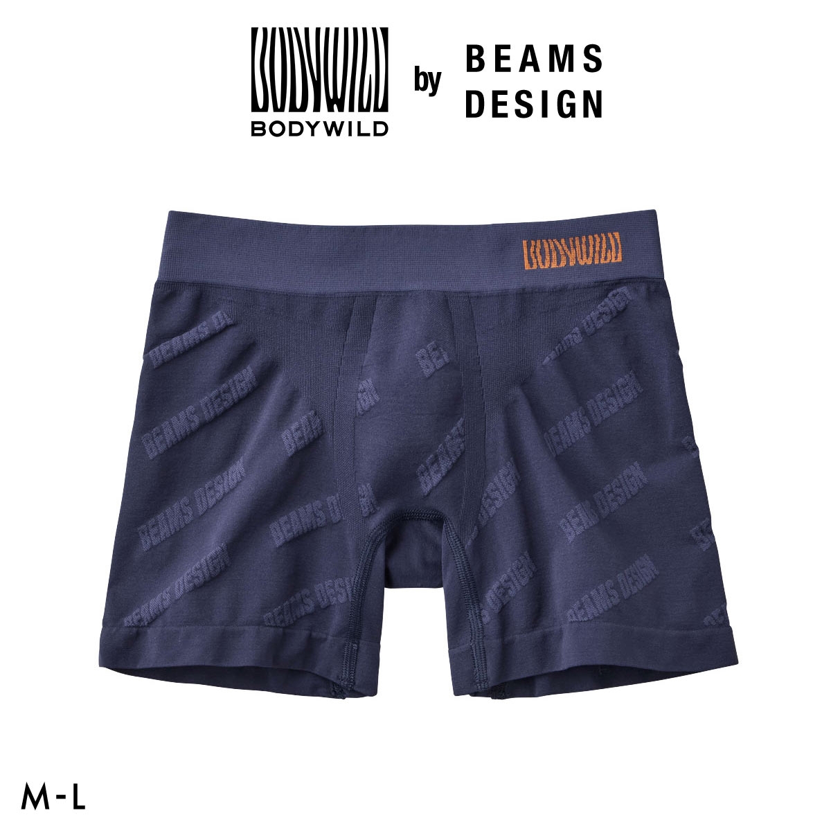 グンゼ BODY WILD by BEAMS DESIGN セミロング ボクサーパンツ メンズ ジャカード成型 ビームス GUNZE ボディワイルド(NV-ネイビー-M)