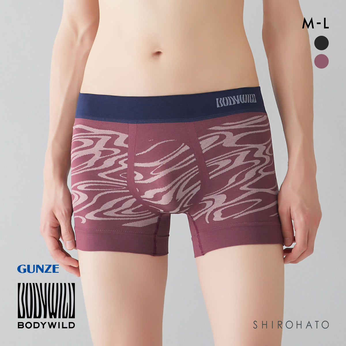 グンゼ GUNZE ボディワイルド BODY WILD ボクサーパンツ メンズ 前とじ 立体成型 軽量(BO-ボルドー-M)