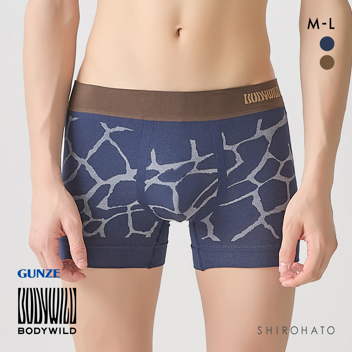 ボディワイルド ボクサーパンツ 立体成型 前閉じ 軽量 メンズ BODYWILD(NV-ネイビー-M)