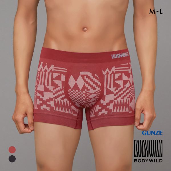 グンゼ BODY WILD ジオメトリック柄 立体成型 ボクサーパンツ 前閉じ メンズ GUNZE ボディワイルド