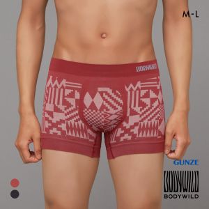 グンゼ BODY WILD ジオメトリック柄 立体成型 ボクサーパンツ 前閉じ メンズ GUNZE ボディワイルド