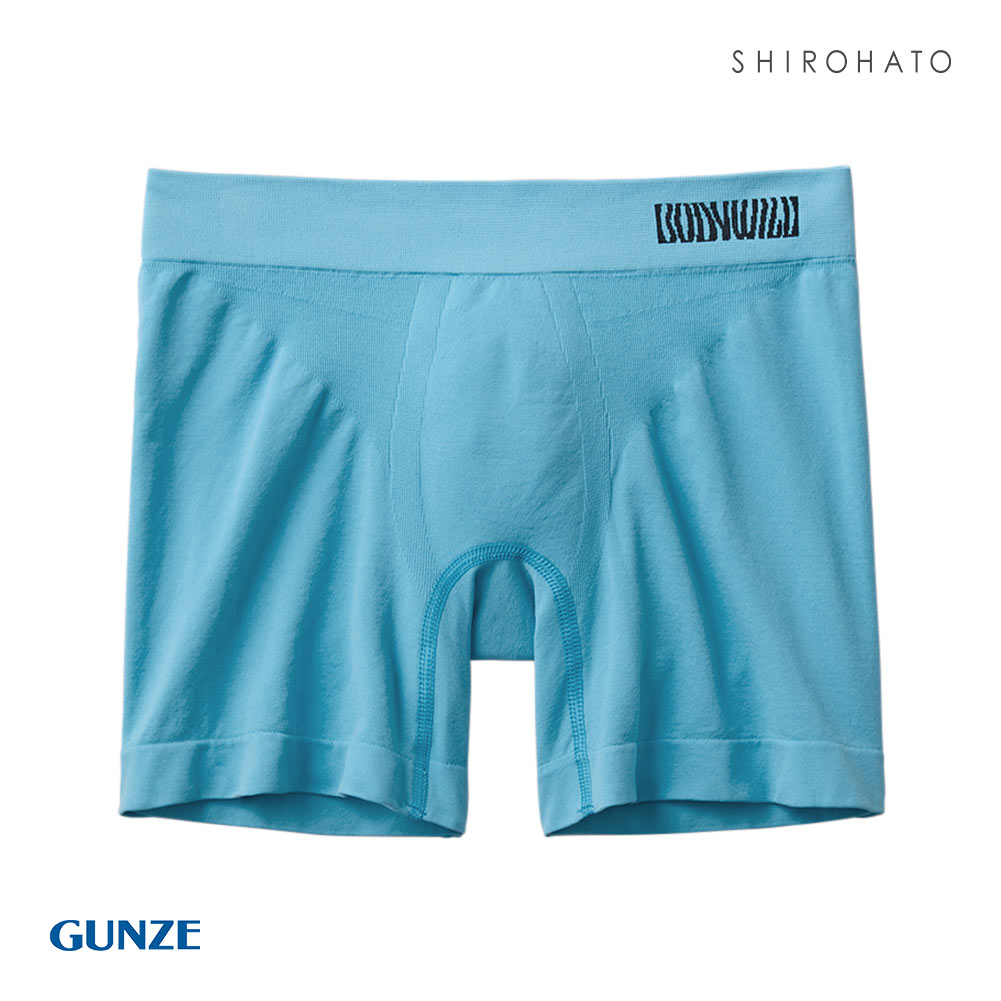 グンゼ GUNZE ボディワイルド BODY WILD 立体成型 セミロングボクサーパンツ 前閉じ メンズ e-BOXER(SKY-スカイブルー-M)