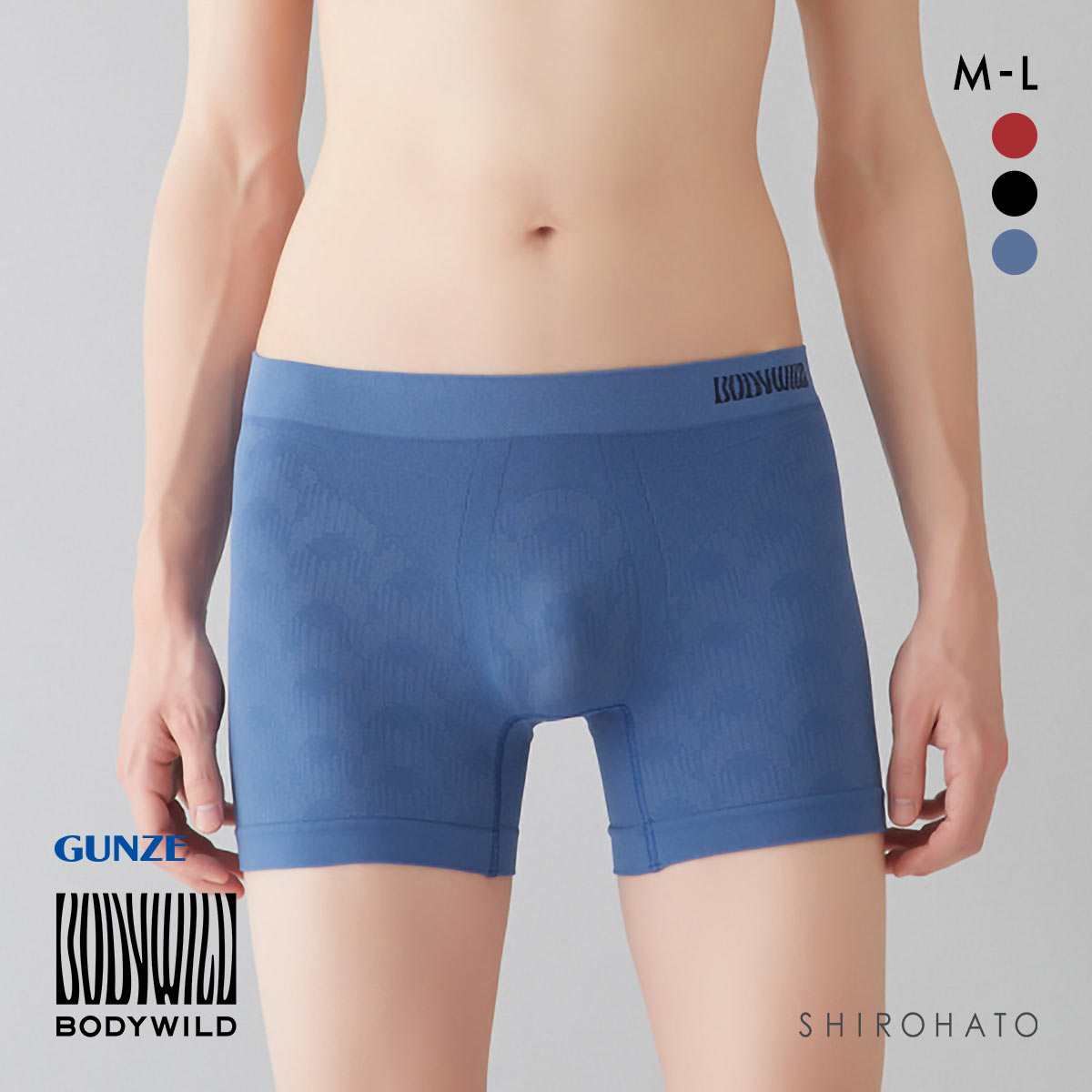 グンゼ GUNZE ボディワイルド BODY WILD セミロングボクサーパンツ メンズ 前とじタイプ e-BOXER 抗菌防臭(BU-ブルー-M)