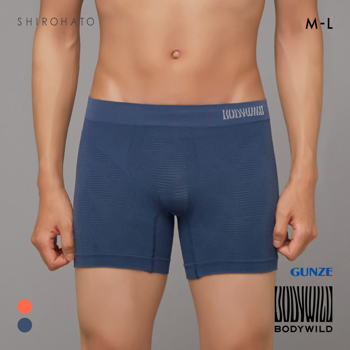 グンゼ BODY WILD e-BOXER ラインジオメトリック柄 セミロング