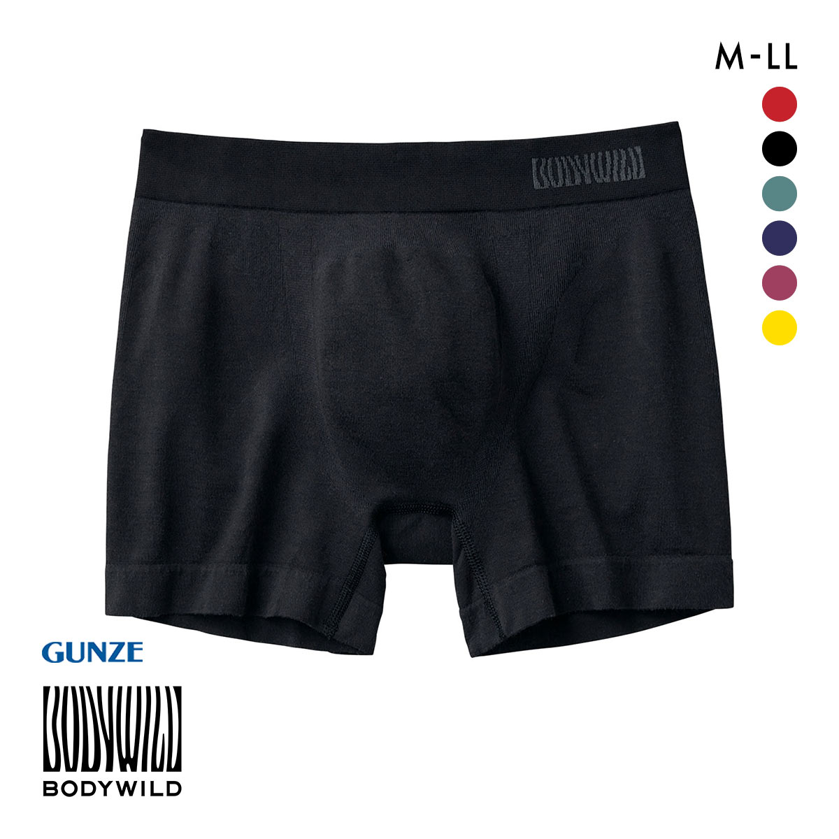 グンゼ GUNZE ボディワイルド BODY WILD ボクサーパンツ 3D-Boxer 立体成型 メンズ 前とじ 日本製(BK-ブラック-M)