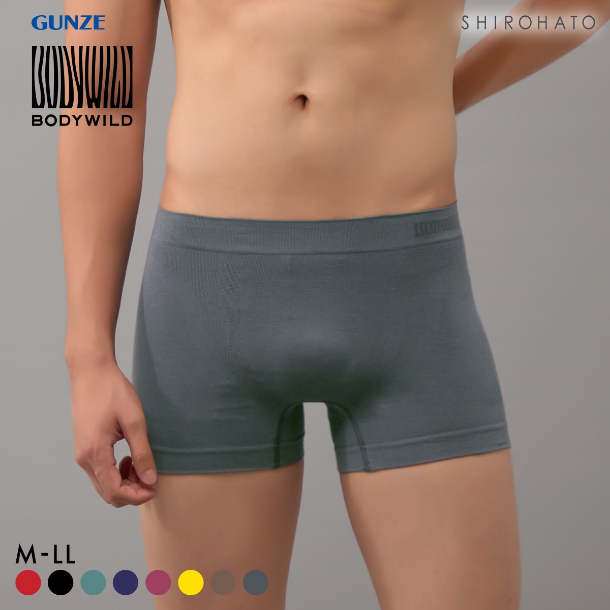 グンゼ GUNZE ボディワイルド BODY WILD ボクサーパンツ 3D-Boxer 立体成型 メンズ 前とじ 日本製(CGY-チャコールグレー-M)