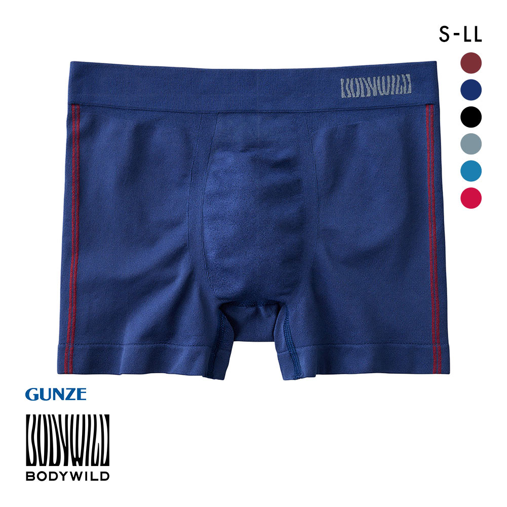 グンゼ GUNZE ボディワイルド BODY WILD ボクサーパンツ メンズ 日本製 前とじ 3D-Boxer 立体成型(NV-ネイビー-S)