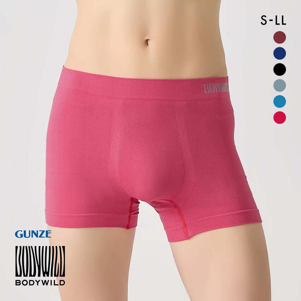 グンゼ GUNZE ボディワイルド BODY WILD ボクサーパンツ メンズ 日本製 前とじ 3D-Boxer 立体成型(PI-ピンク-S)