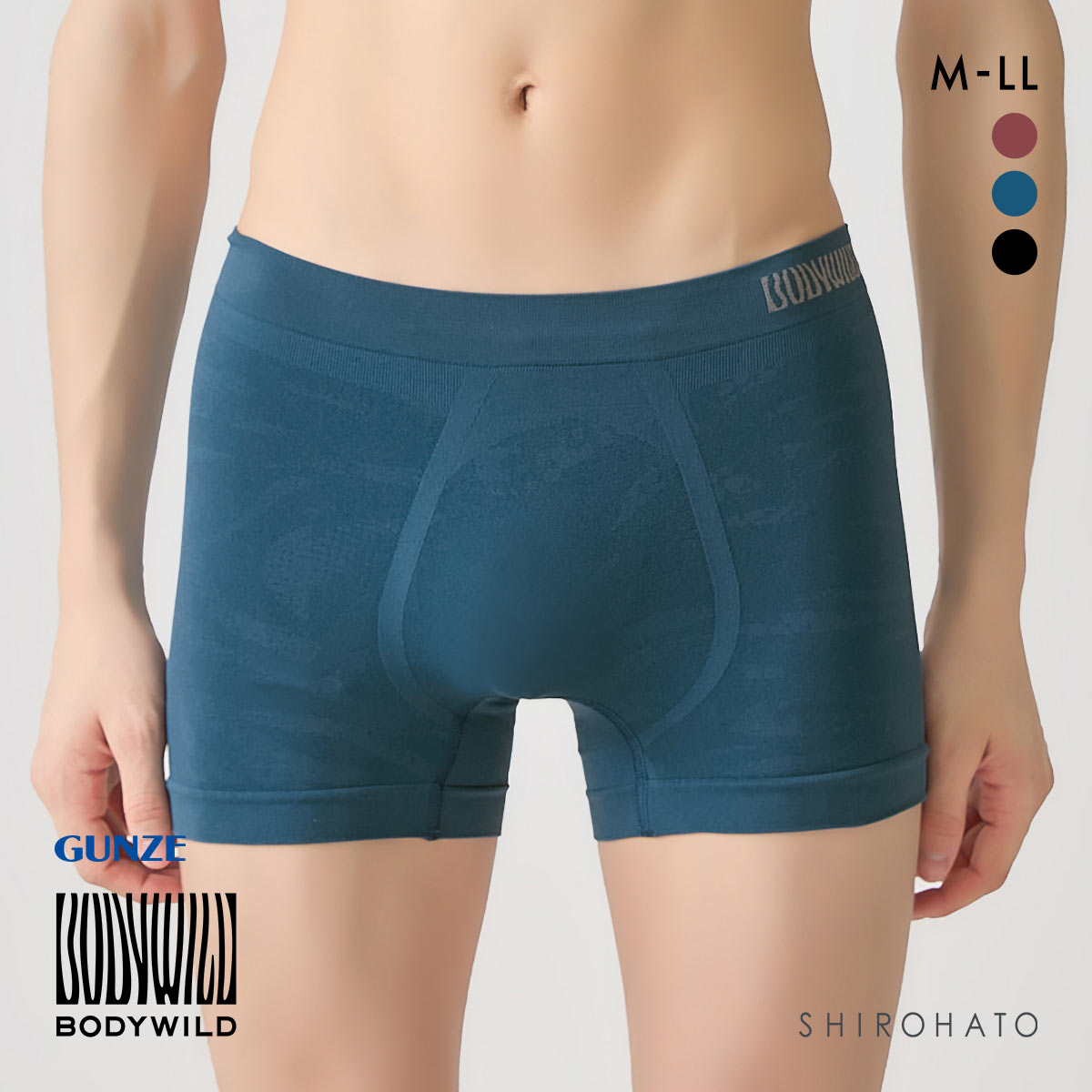 ボディワイルド ボクサーパンツ 立体成型 メンズ 前とじ ドットゼブラ柄 BODYWILD(BG-ブルーグリーン-M)