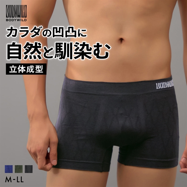 グンゼ BODY WILD 3D-Boxer ワイヤーネット柄 ボクサーパンツ メンズ 立体成型 前とじ GUNZE ボディワイルド