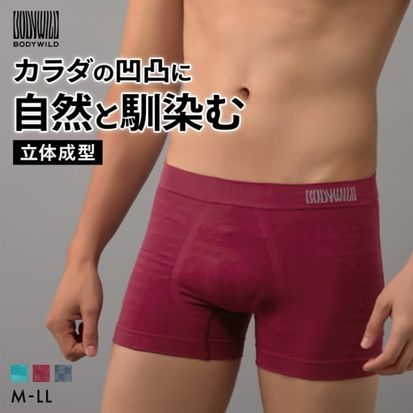 グンゼ BODY WILD 3D-Boxer ジオメトリックチェック柄 ボクサーパンツ メンズ 立体成型 前とじ GUNZE ボディワイルド