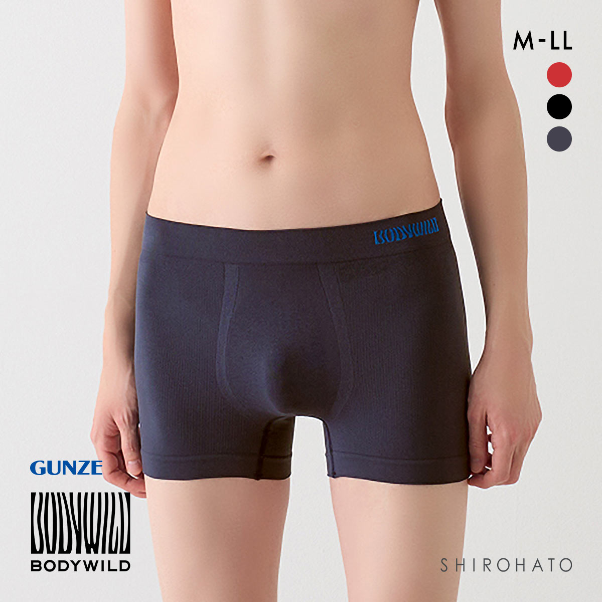 グンゼ GUNZE ボディワイルド BODY WILD ボクサーパンツ メンズ 日本製 3D-Boxer 立体成型 前閉じ メッシュ(NV-ネイビー-M)