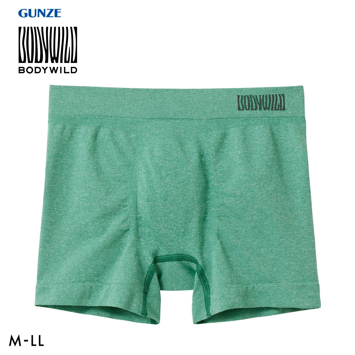 グンゼ BODY WILD 3D-Boxer メランジ調 ボクサーパンツ メンズ 立体成型 前とじ GUNZE ボディワイルド(GR-グリーン-M)
