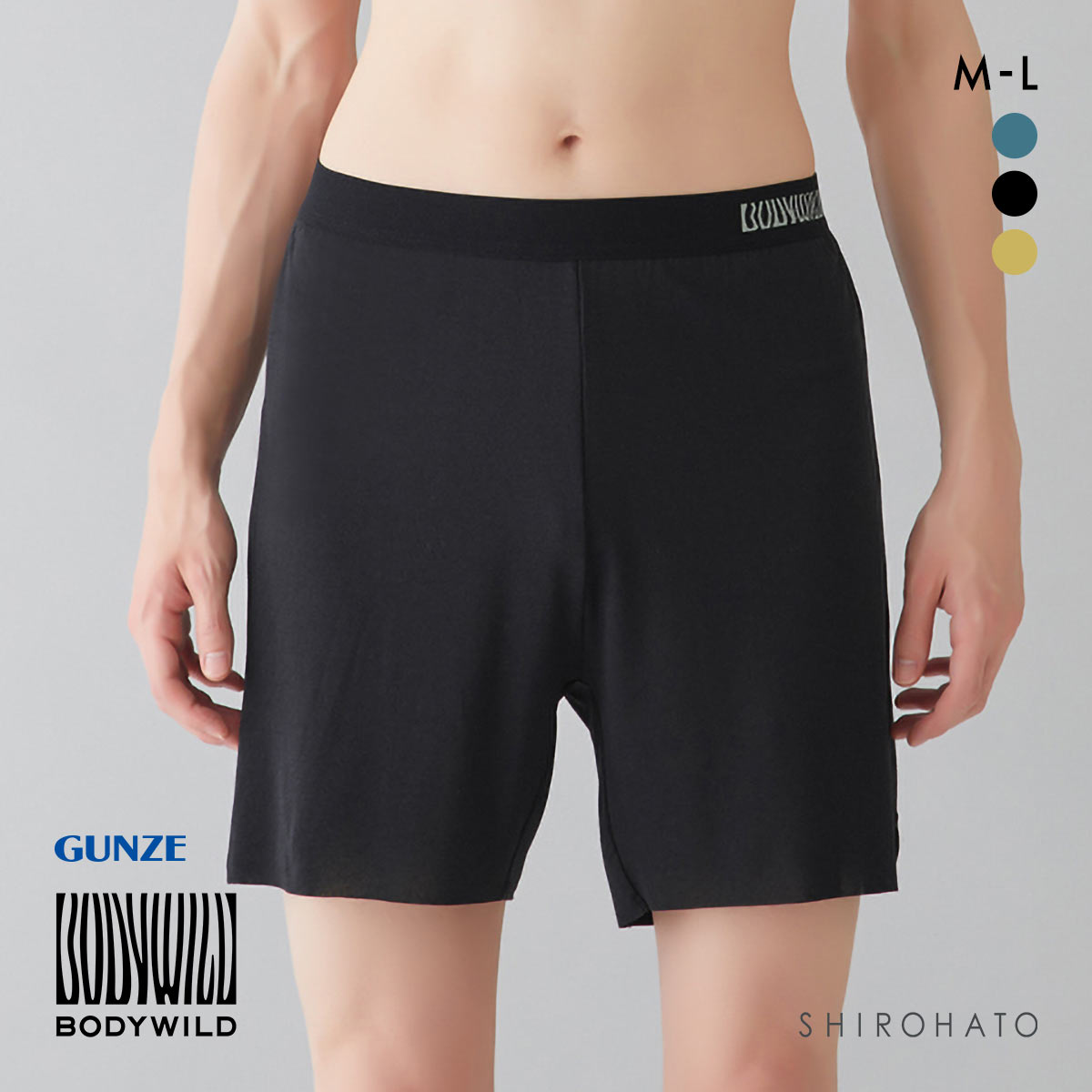 グンゼ GUNZE ボディワイルド BODY WILD フィットトランクス メンズ ロングタイプ トランクス 前とじ(BK-ブラック-M)