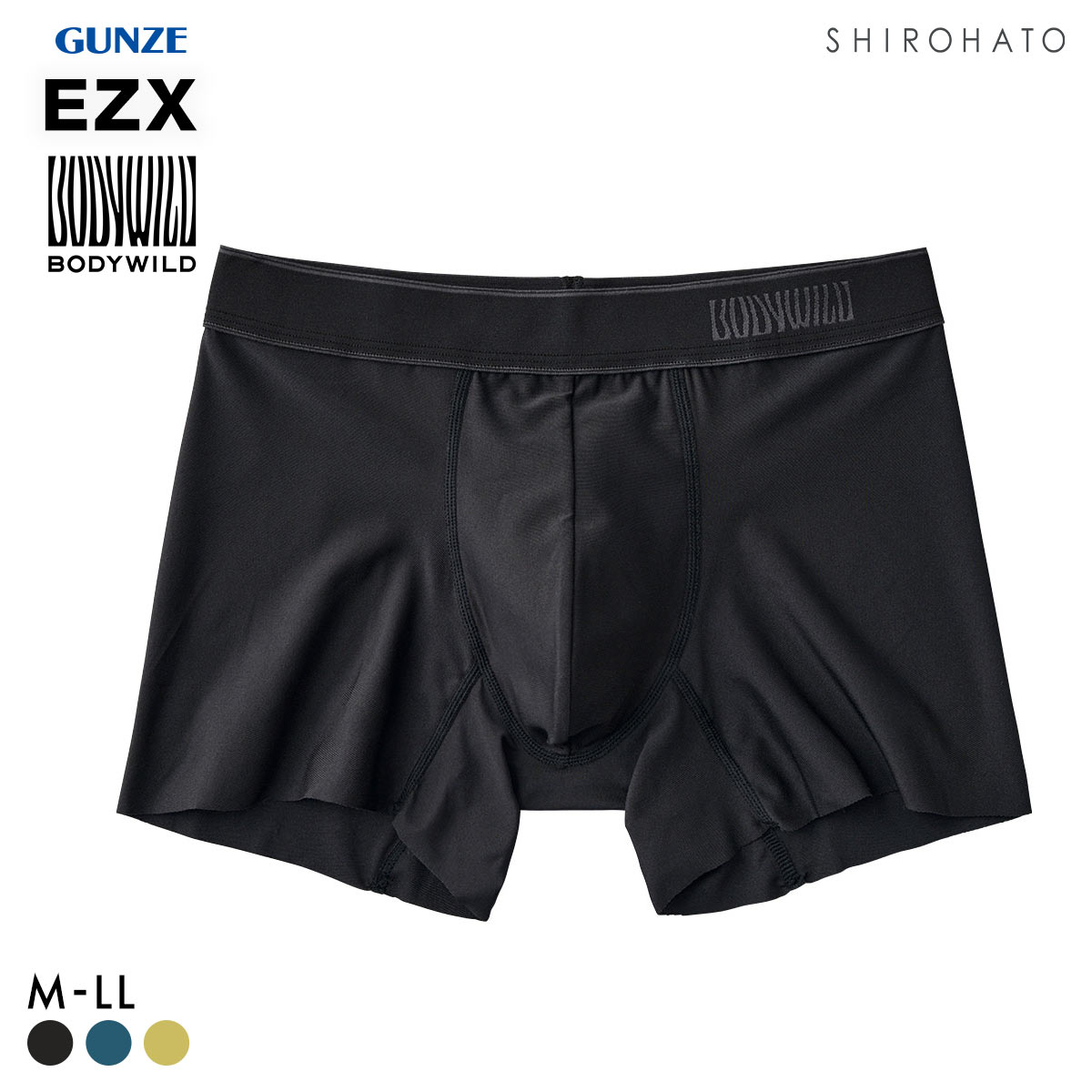 グンゼ BODY WILD EZX カットオフ ボクサーパンツ メンズ 前とじ 日本製 GUNZE ボディワイルド イージーエックス(BK-ブラック-M)