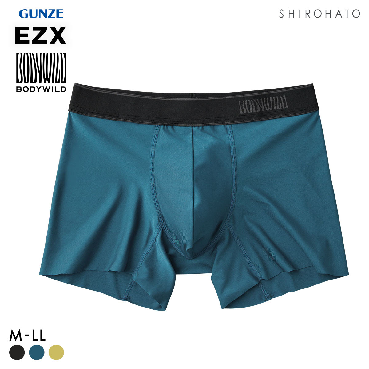 グンゼ BODY WILD EZX カットオフ ボクサーパンツ メンズ 前とじ 日本製 GUNZE ボディワイルド イージーエックス(BG-ブルーグリーン-M)