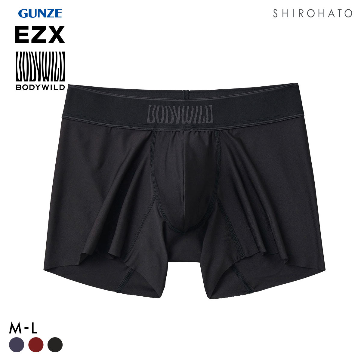 グンゼ BODY WILD EZX カットオフ ローライズ ボクサーパンツ メンズ 前とじ 日本製 GUNZE ボディワイルド イージーエックス(BK-ブラック-M)