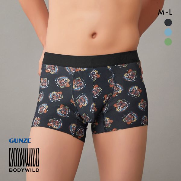グンゼ BODY WILD バスキアコラボ オールオーバーデザイン ボクサーパンツ メンズ  前閉じ ボディワイルド