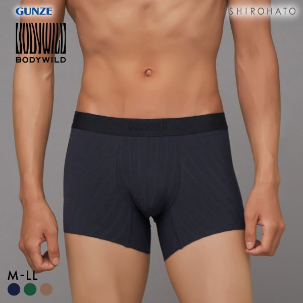 グンゼ BODY WILD BLACK DESIGN ストライプ柄 カットオフ ボクサーパンツ メンズ 日本製  GUNZE ボディワイルド