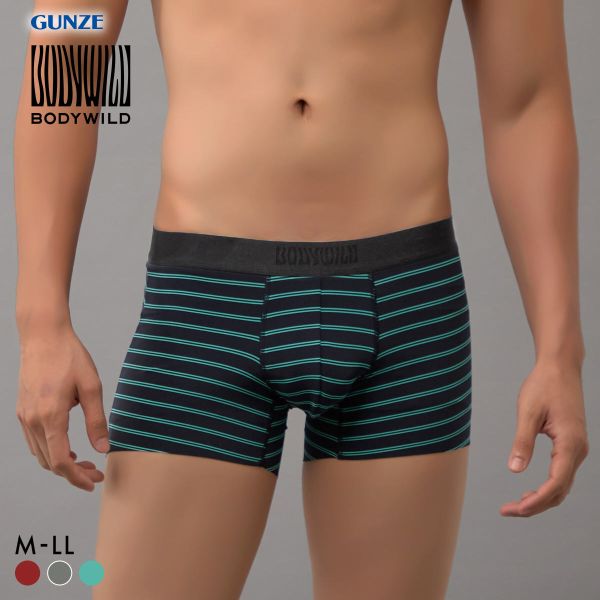 グンゼ BODY WILD BLACK DESIGN ボーダー柄 カットオフ ボクサーパンツ メンズ 日本製  GUNZE ボディワイルド