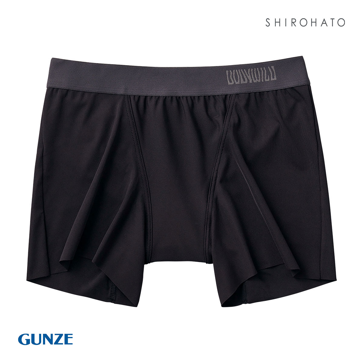グンゼ GUNZE ボディワイルド BODY WILD セミロングボクサーパンツ メンズ レディース 日本製 男女兼用 ユニセックス(BK-ブラック-S)