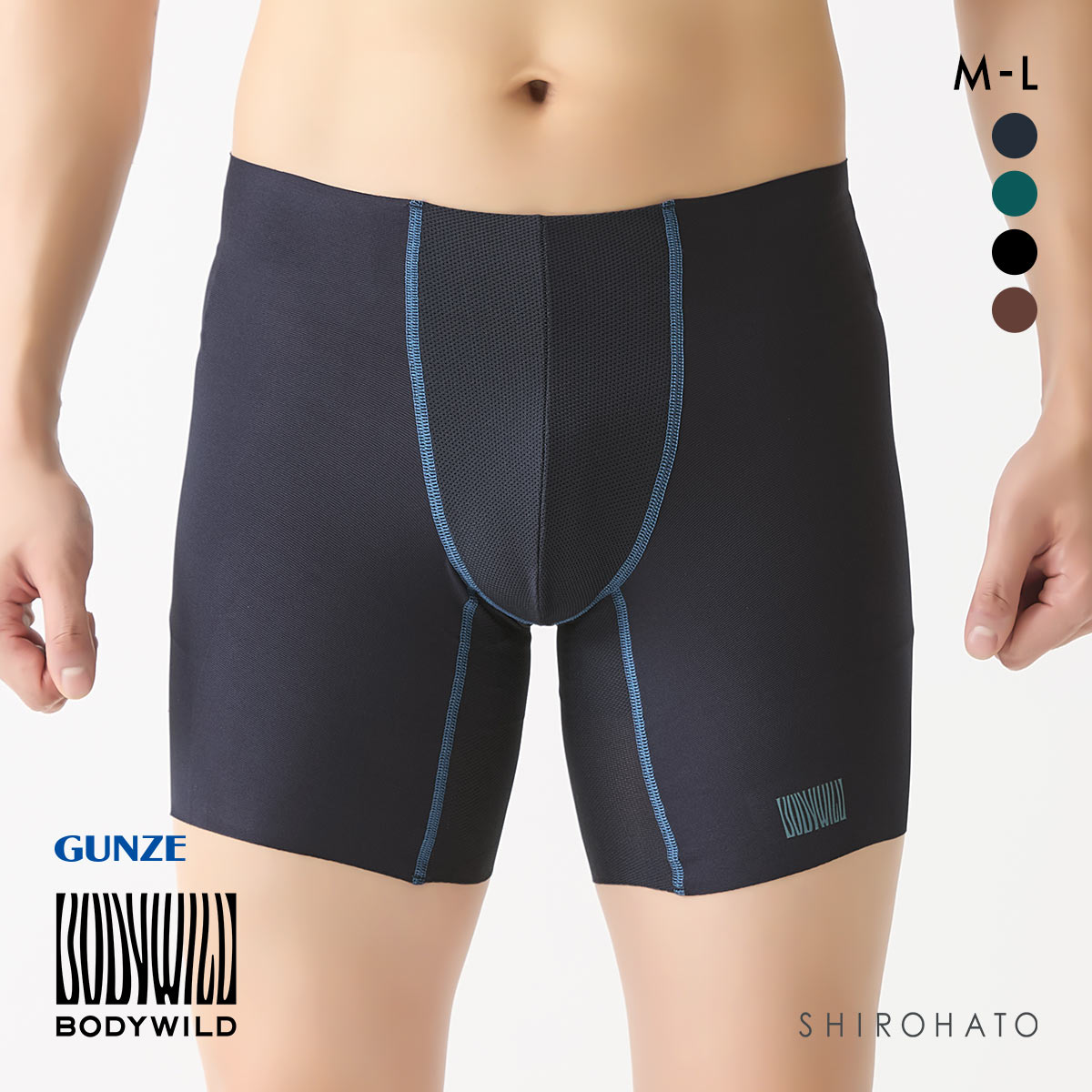 グンゼ ボディワイルド ビームス エアーズボクサーパンツ メンズ GUNZE BODY WILD by BEAMS DESIGN BORDER(NV-ネイビー-M)