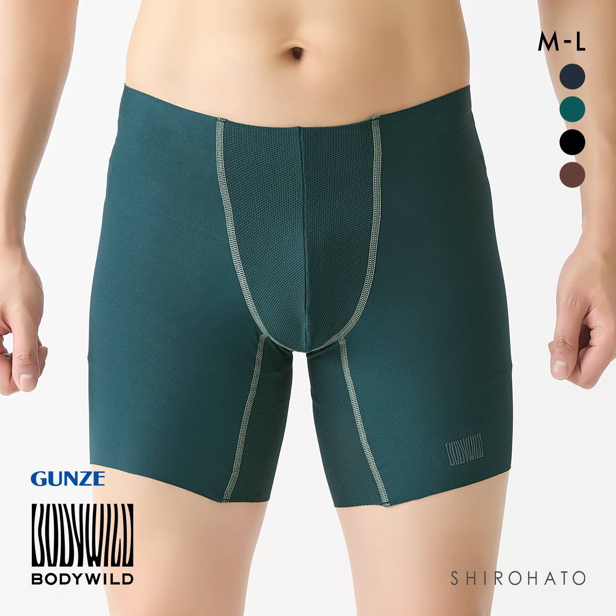 グンゼ ボディワイルド ビームス エアーズボクサーパンツ メンズ GUNZE BODY WILD by BEAMS DESIGN BORDER(DGR-濃グリーン-M)