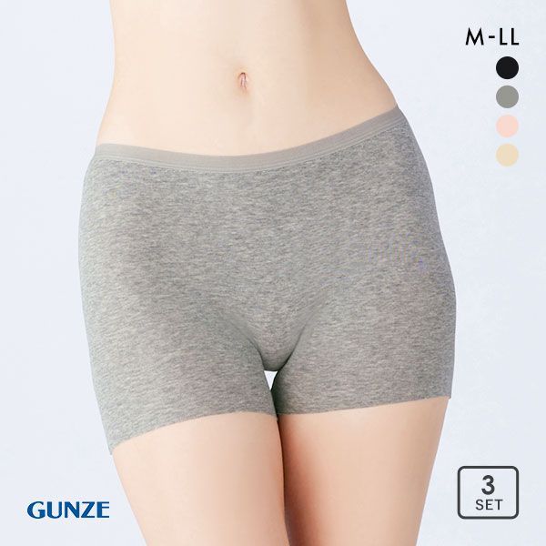 グンゼ GUNZE いいここち ひびきにくい綿85% ショーツ 一分丈 深め ハイウエスト 3枚セット