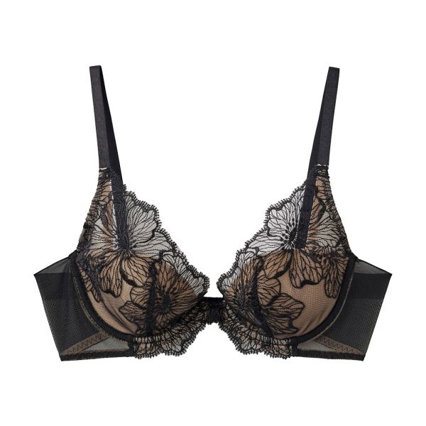 グンゼ GUNZE トゥシェ Tuche more more sheer BRA 盛らない派の透明感ブラ ブラジャー レディース 単品(BK-ブラック-B70)