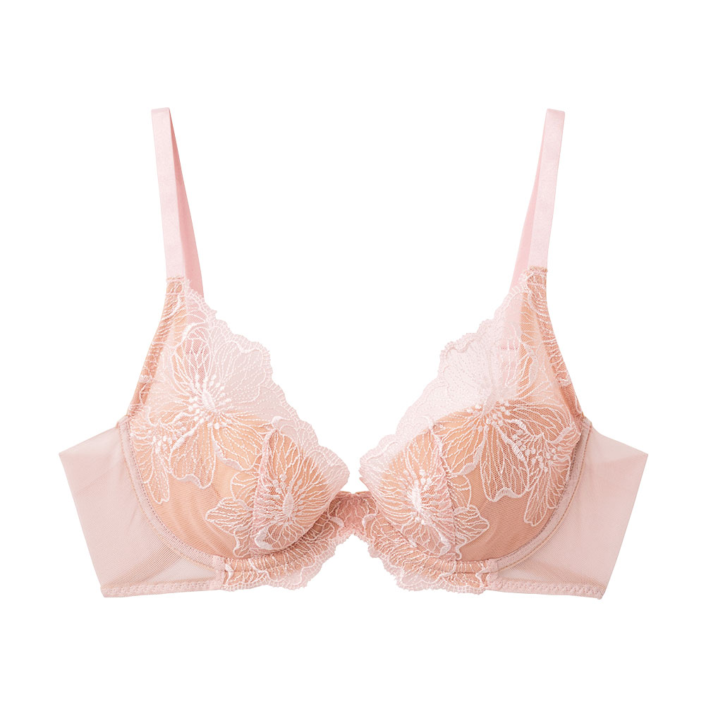 グンゼ GUNZE トゥシェ Tuche more more sheer BRA 盛らない派の透明感ブラ ブラジャー レディース 単品(PI-ピンク-B70)
