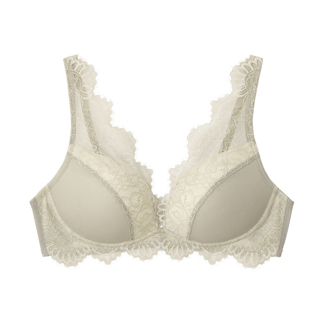 グンゼ GUNZE トゥシェ Tuche サイドすっきりワイヤレス ブラジャー ノンワイヤー  ワイヤレスブラ 単品(GGY-グリーングレー-B70)