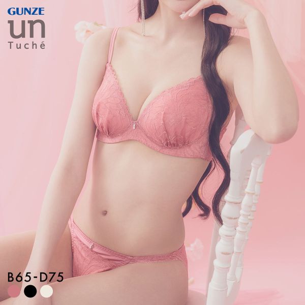 グンゼ unTuche ノンワイヤーブラ＆ショーツセット レースタイプ ティーンズ ワイレスブラ ブラジャー GUNZE アントゥシェ