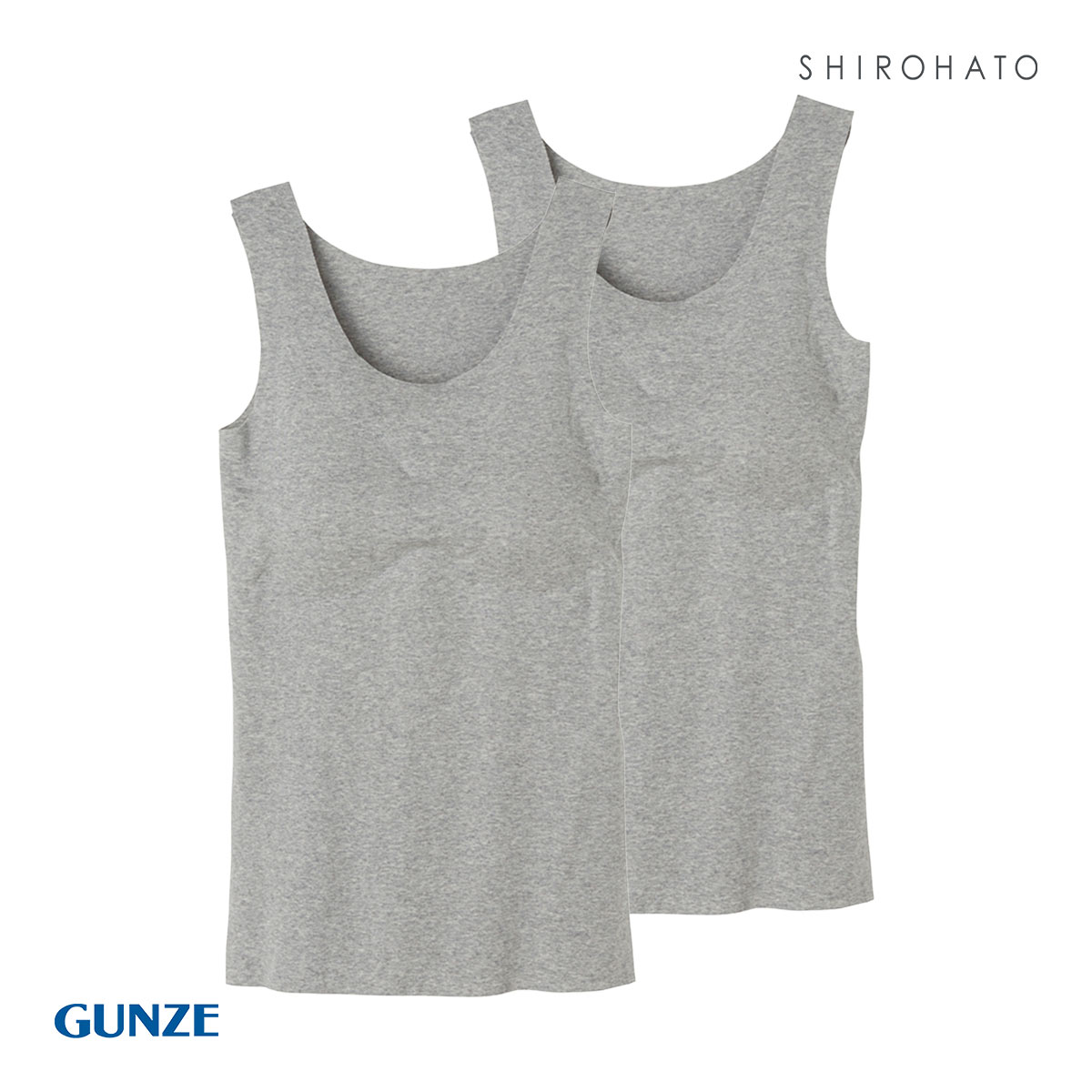 グンゼ GUNZE キレイラボ KIREILABO フィッテ Fitte オーガニックコットン混 パッド付き タンクトップ 2点セット レディース(HGY-杢グレー-M)